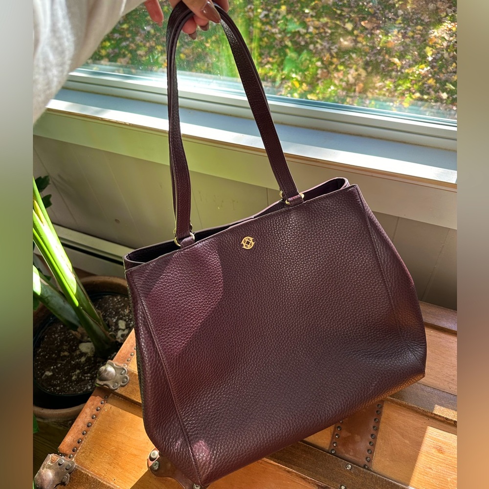 Dagne Dover Pebbled Burgundy Leather Tote